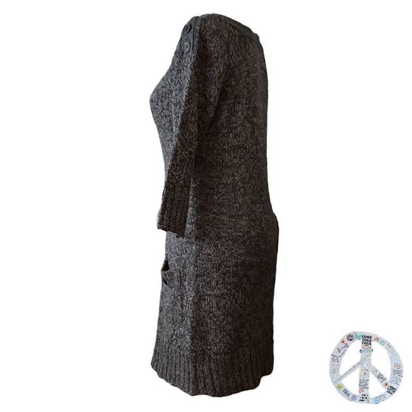 $ 5 $ add on Pink Rose marled black/ gray/ white knit sweater mini dress tunic - Picture 8 of 16